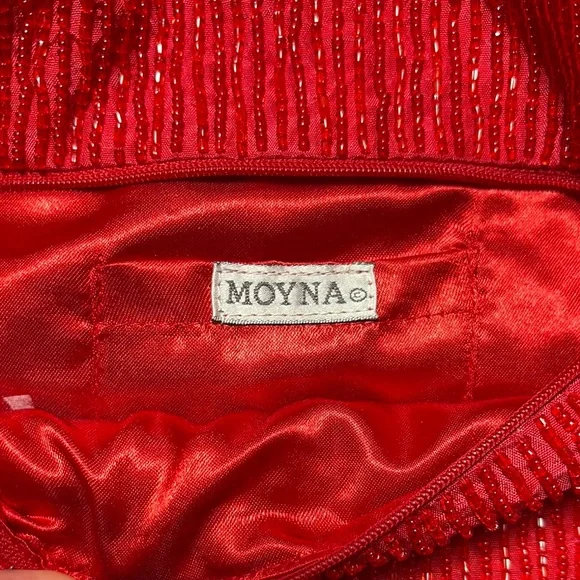 Moyna Red Hand-Beaded Clutch | Bold Textured Statement Bag - Picture 3 of 7